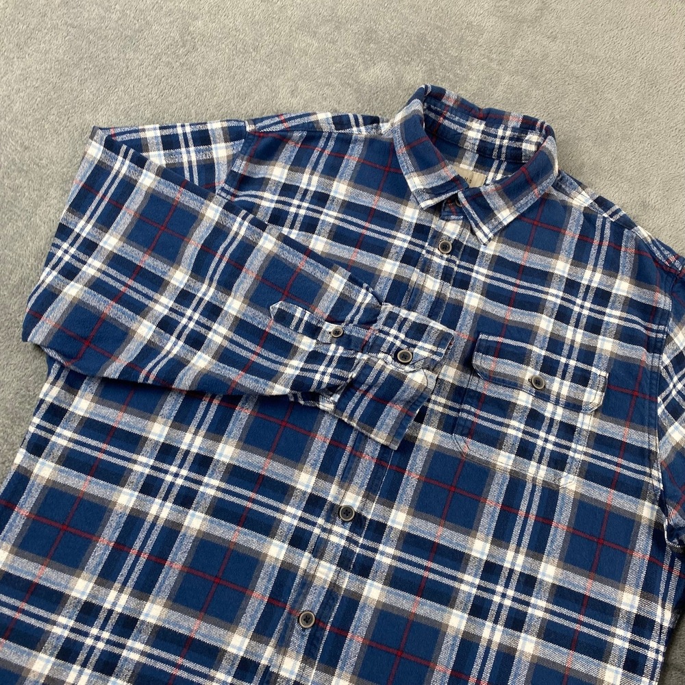 Jachs Men XL Button Down Shirt Blue Plaid Long Sleeve Cotton Flannel Work Farm
